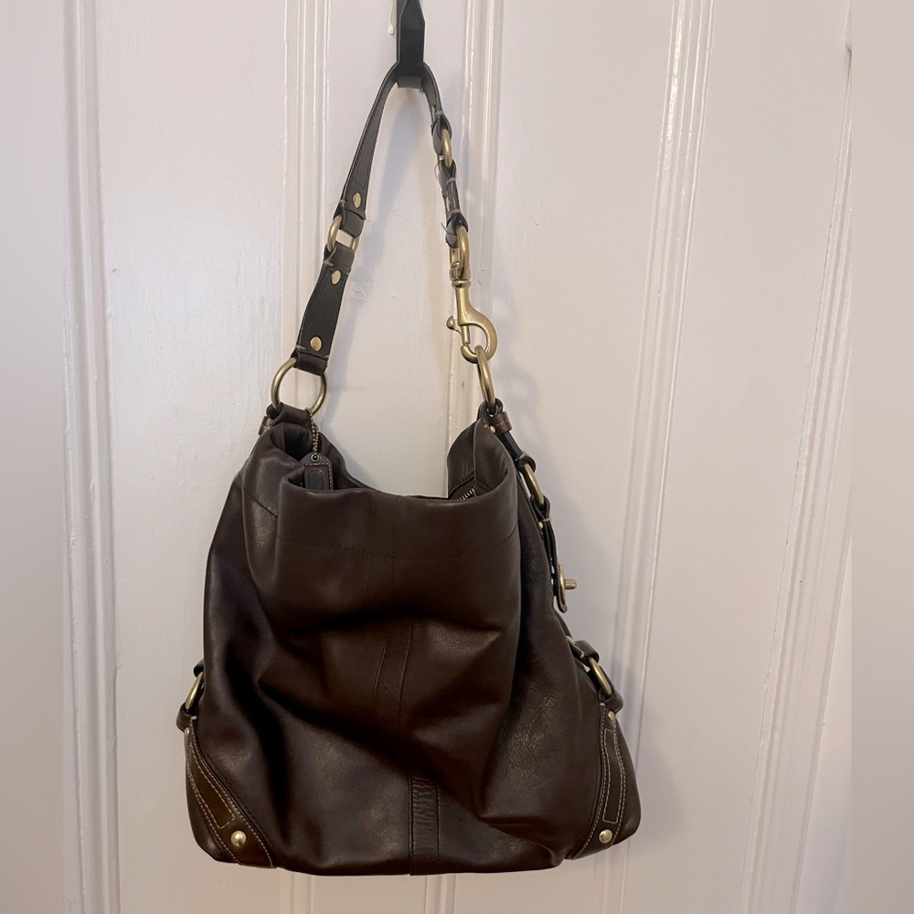 Vintage Coach Y2K Chocolate Brown Leather Zoe Large Hobo Bag / Purse